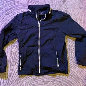 Abercrombie & Fitch Navy Zip-Up Lightweight Jacket with White Accents